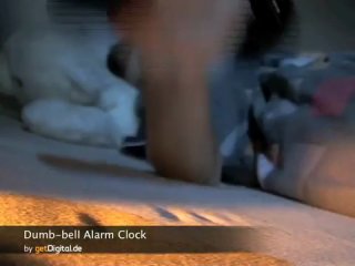 dumbbell alarm clock.